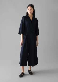 Indigo Twill Culotte Jumpsuit