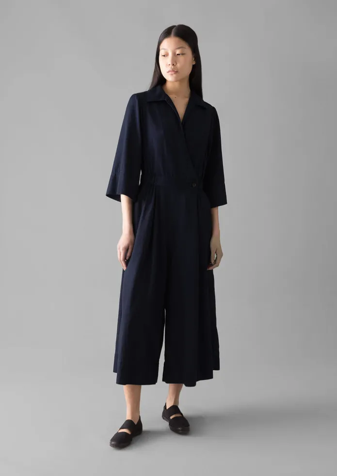 Indigo Twill Culotte Jumpsuit
