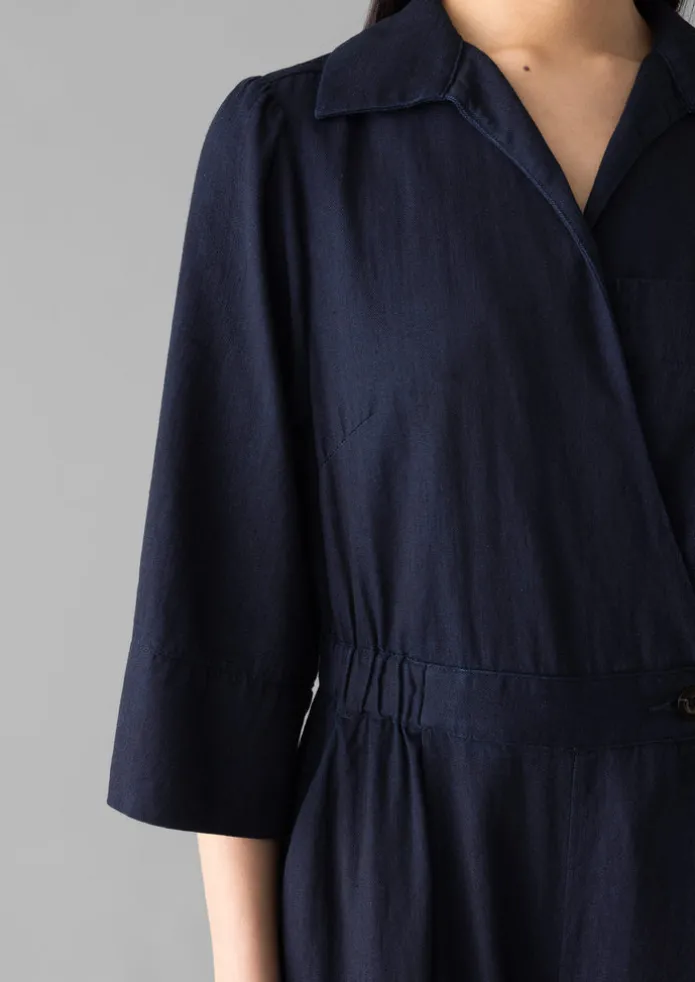 Indigo Twill Culotte Jumpsuit