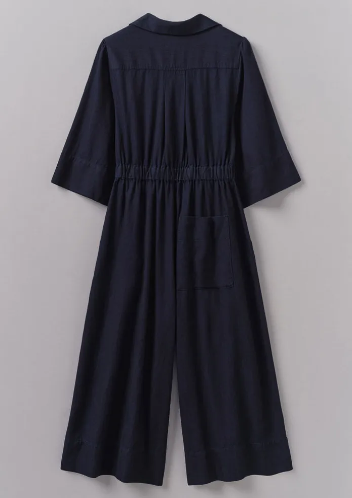 Indigo Twill Culotte Jumpsuit