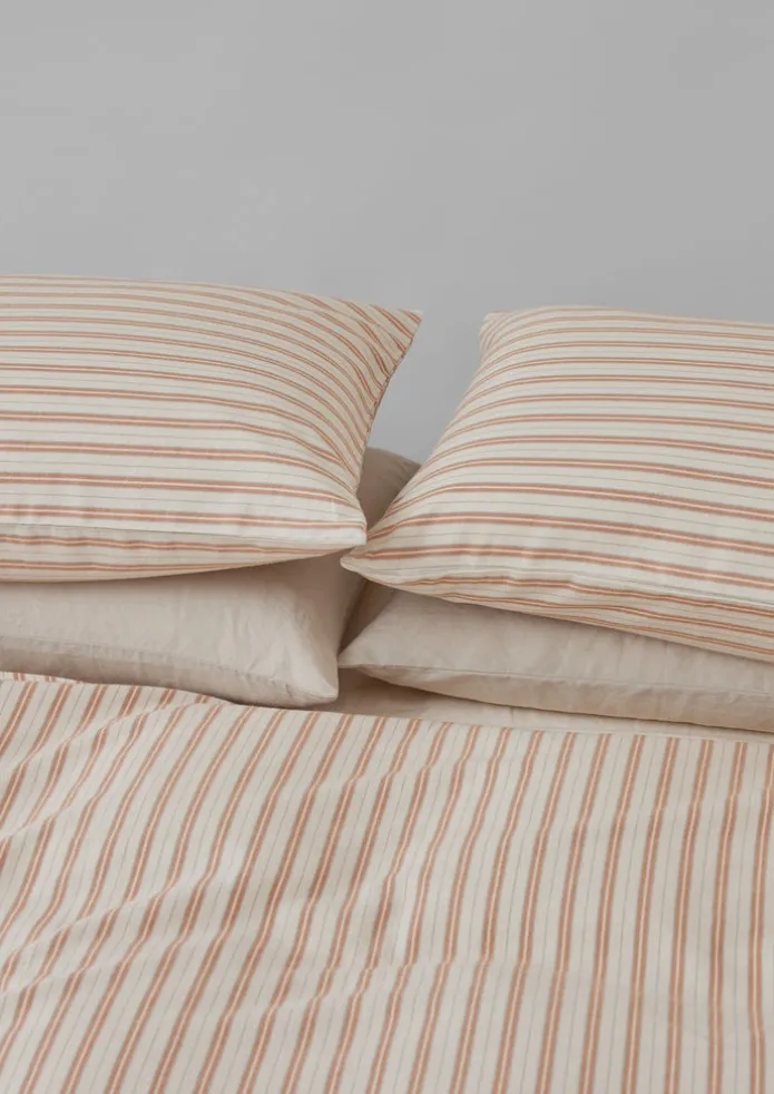 Ines Flannel Stripe Cotton Housewife Pillowcase Set