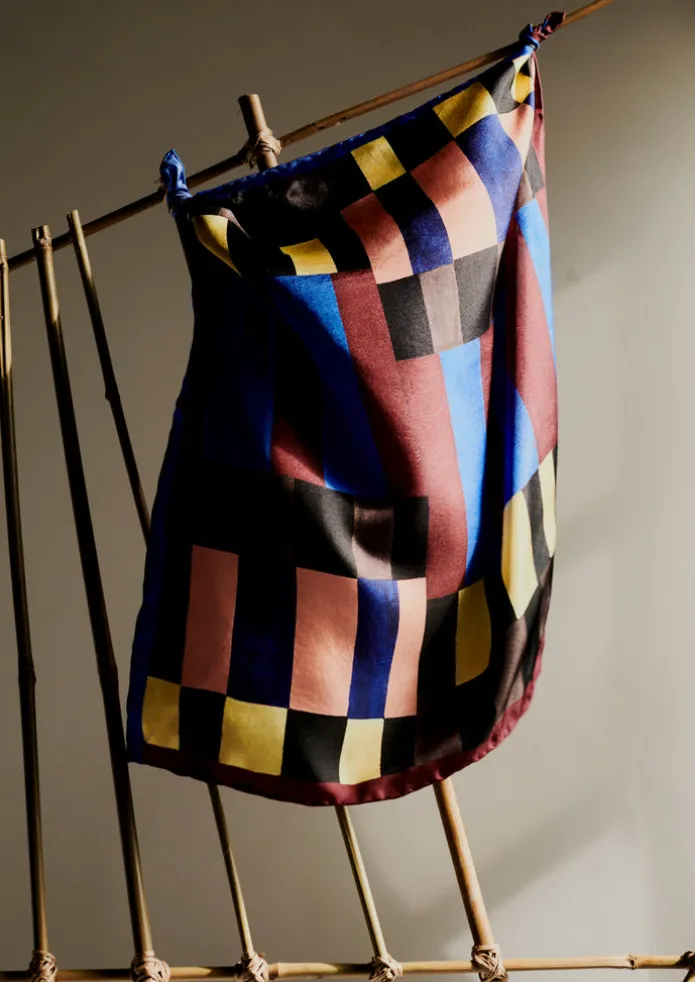 Isobel Harvey Silk Check Print Bandana
