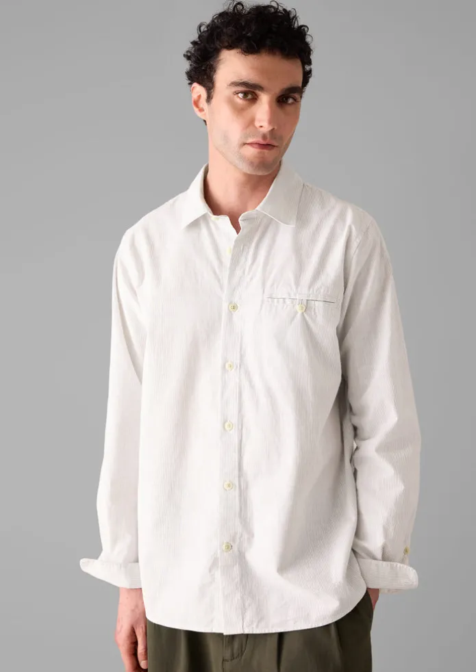Jet Pocket Fine Stripe Cotton Shirt
