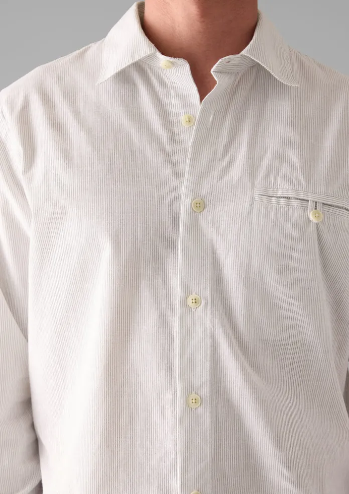 Jet Pocket Fine Stripe Cotton Shirt