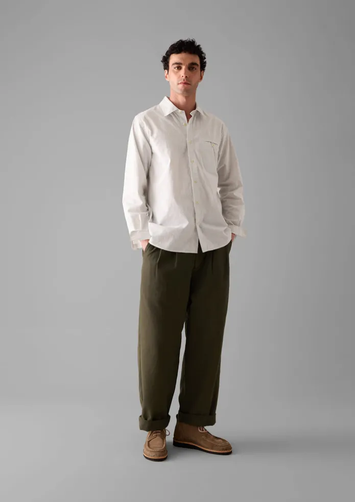 Jet Pocket Fine Stripe Cotton Shirt