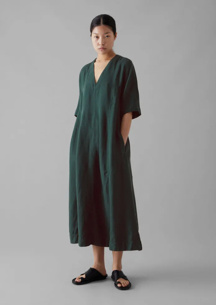 Lyocell Linen Herringbone Panel Dress