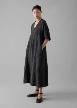 Lyocell Linen Herringbone Panel Dress
