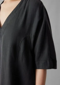 Lyocell Linen Herringbone Panel Dress