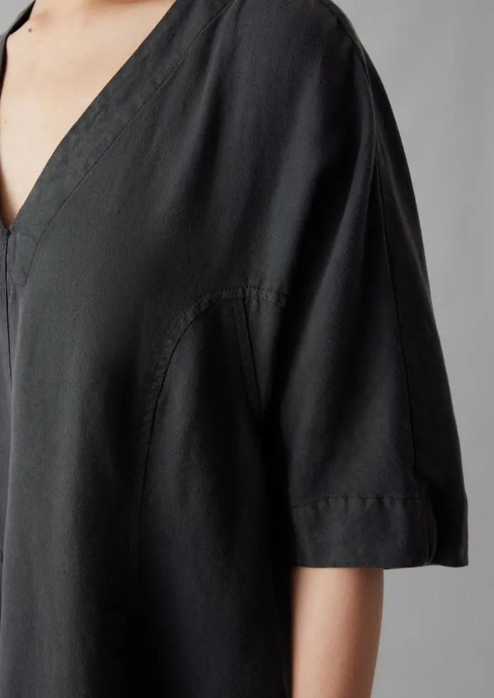 Lyocell Linen Herringbone Panel Dress