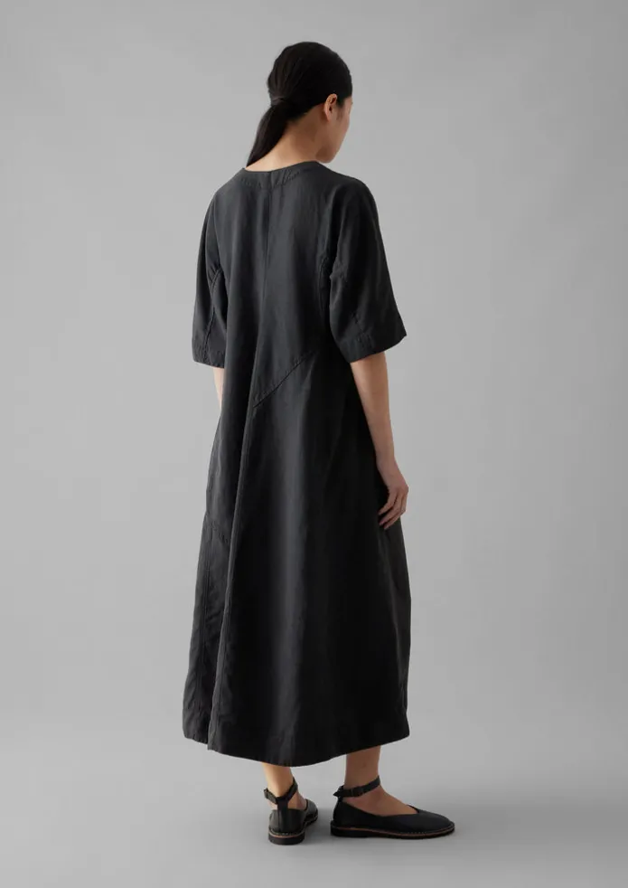 Lyocell Linen Herringbone Panel Dress