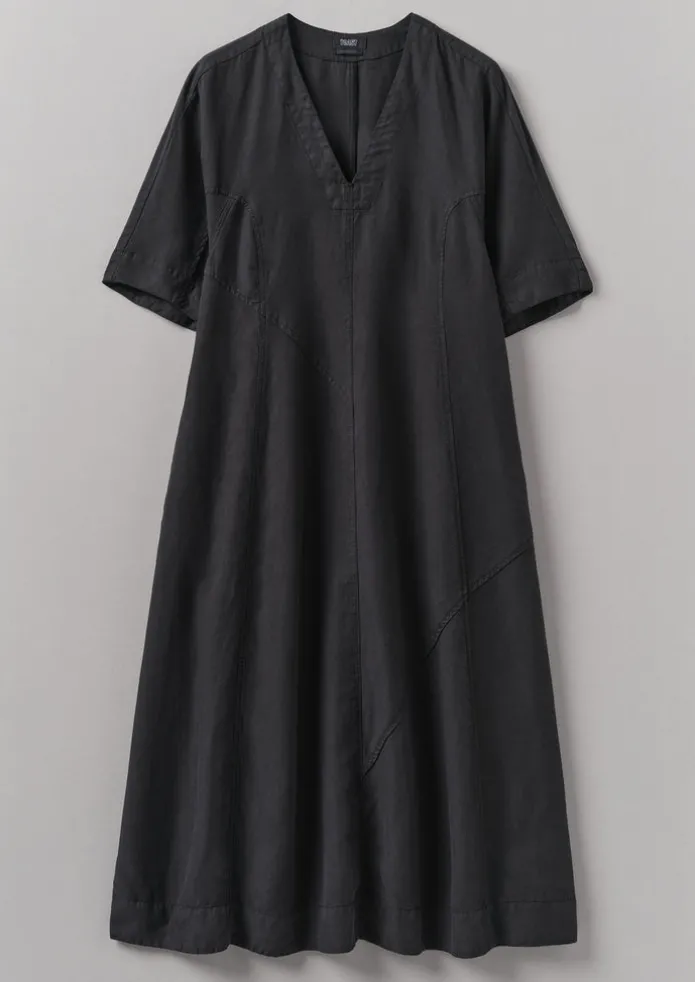 Lyocell Linen Herringbone Panel Dress