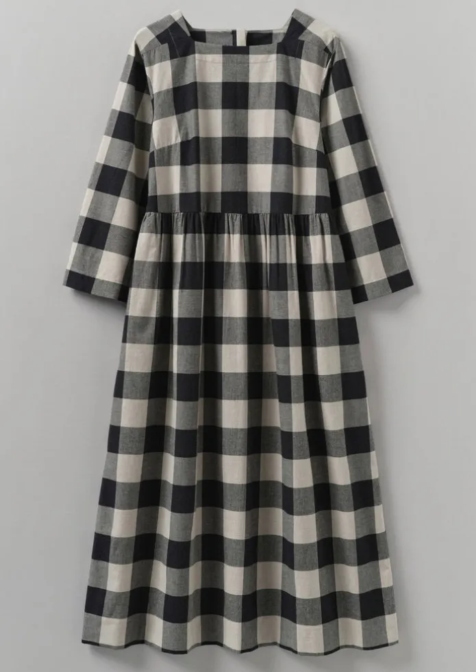Macro Gingham Cotton Cashmere Dress