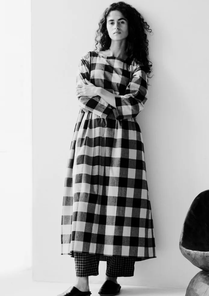 Macro Gingham Cotton Cashmere Dress