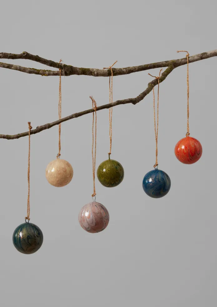 Mini Hand Marbled Bauble Set