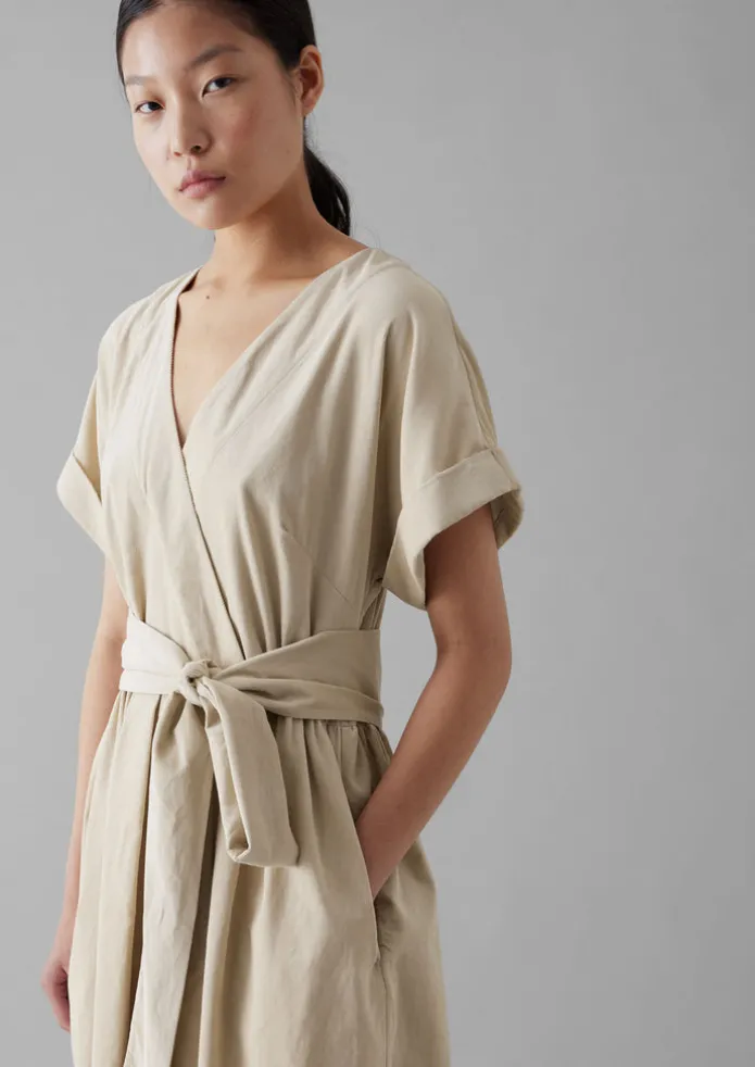 Organic Needlecord Wrap Front Dress
