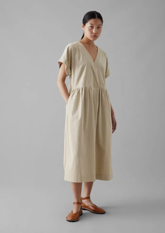 Organic Needlecord Wrap Front Dress