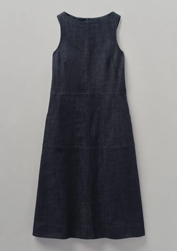 Panelled Organic Indigo Denim Dress