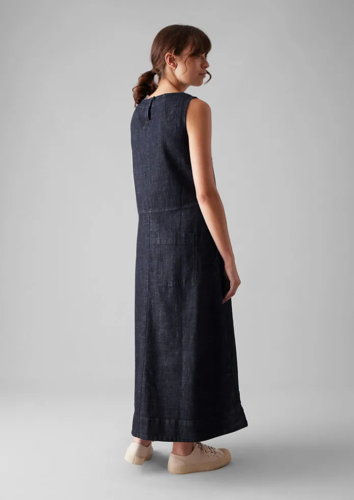 Panelled Organic Indigo Denim Dress