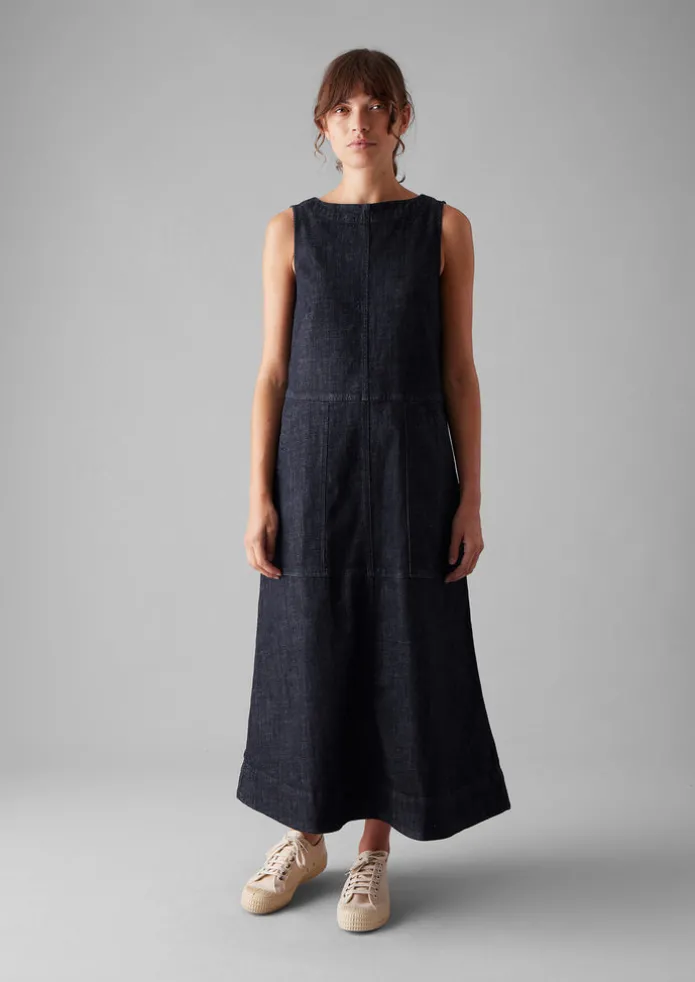 Panelled Organic Indigo Denim Dress
