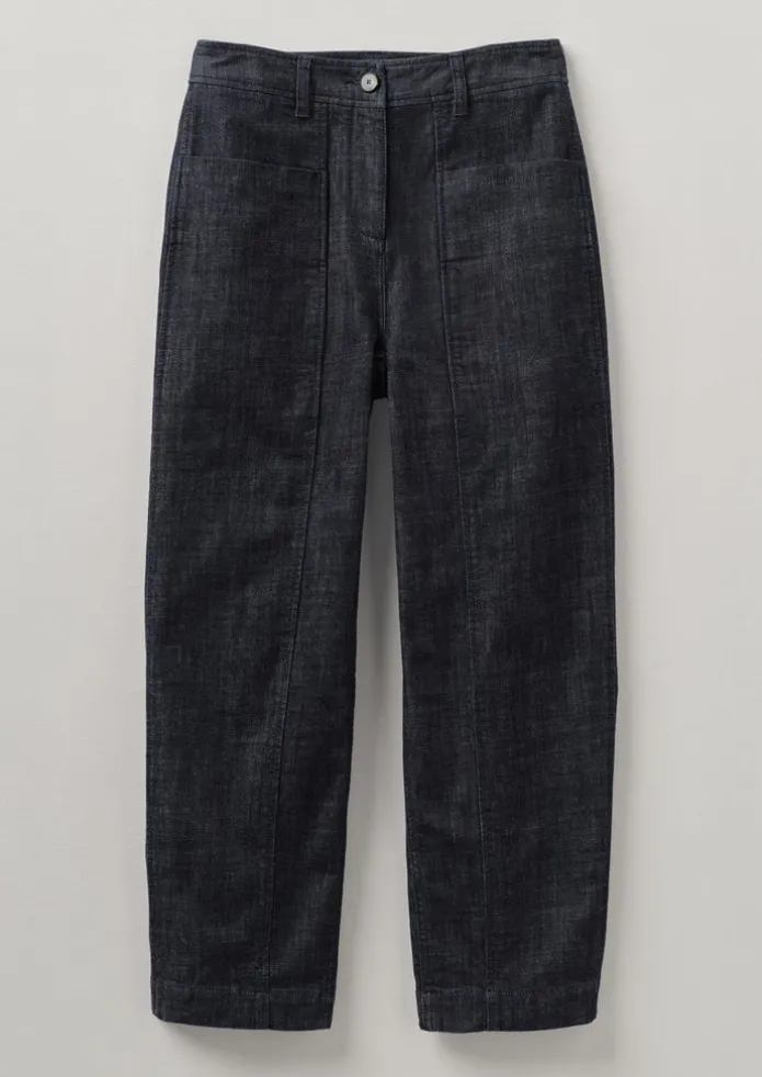 Panelled Organic Indigo Denim Trousers