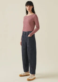 Panelled Organic Indigo Denim Trousers