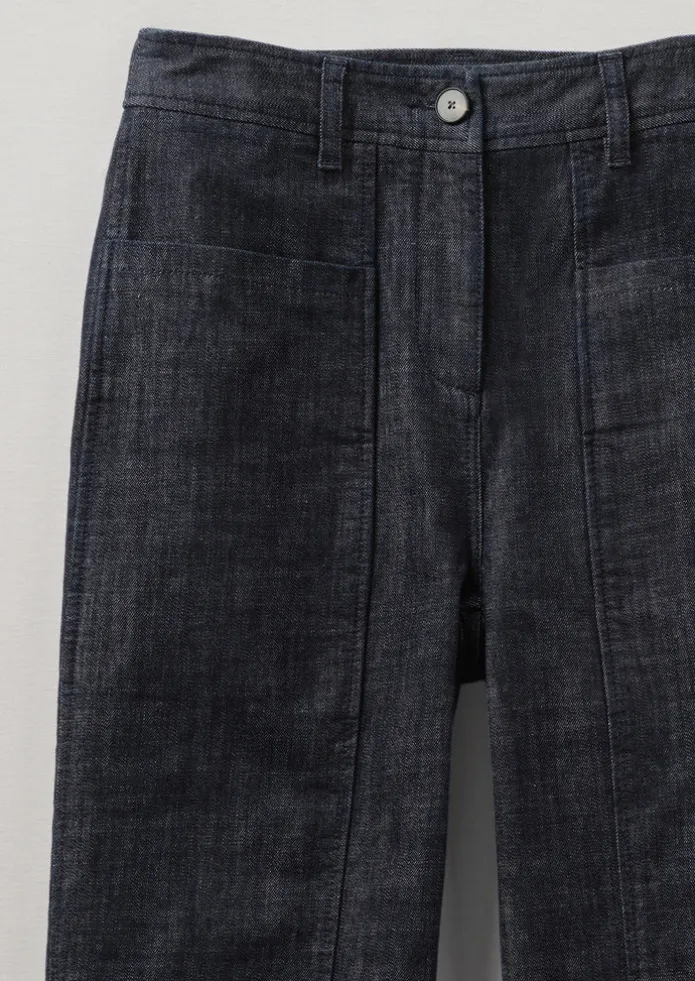 Panelled Organic Indigo Denim Trousers