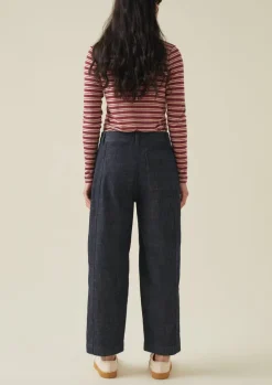 Panelled Organic Indigo Denim Trousers