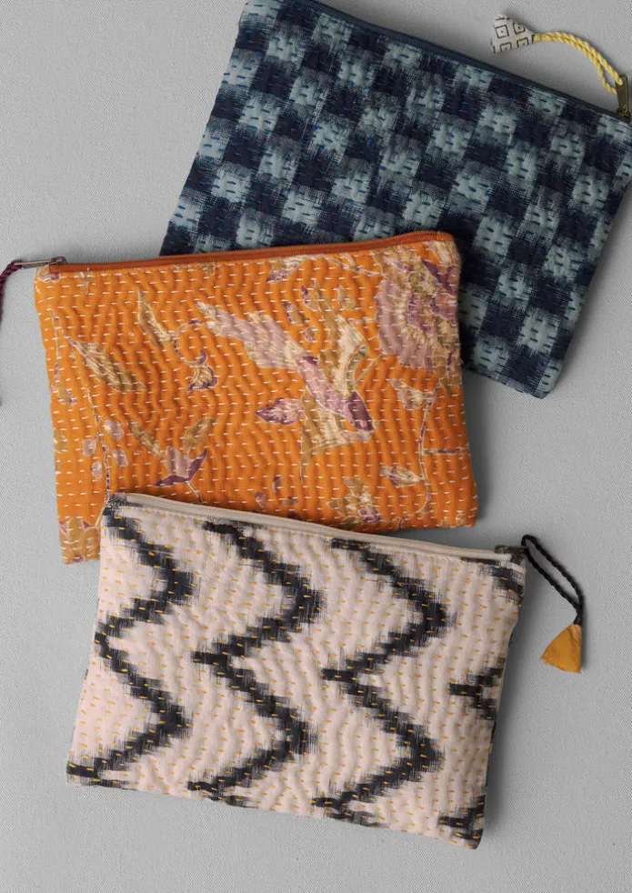 Remnant Fabric Kantha Pouch