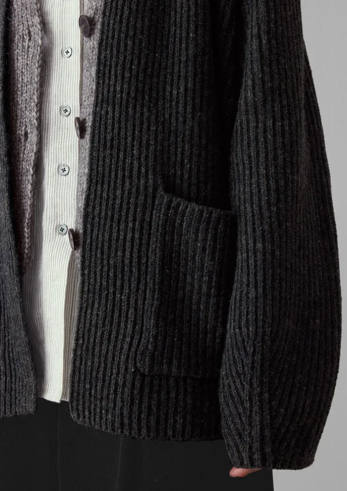 Ribbed Wool Knitted Cardigan
