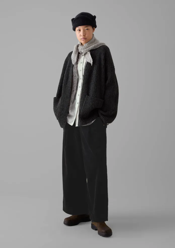 Ribbed Wool Knitted Cardigan