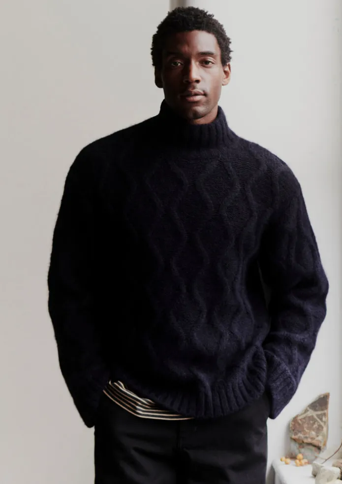 Roll Neck Cable Knit Sweater
