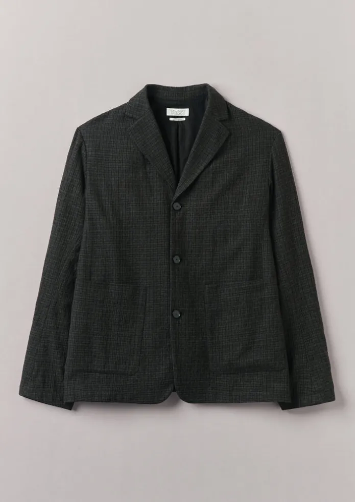 Seersucker Wool Cotton Blazer