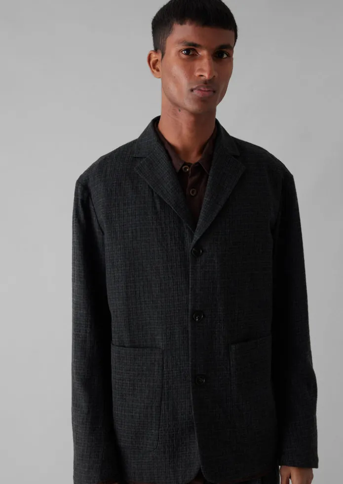 Seersucker Wool Cotton Blazer