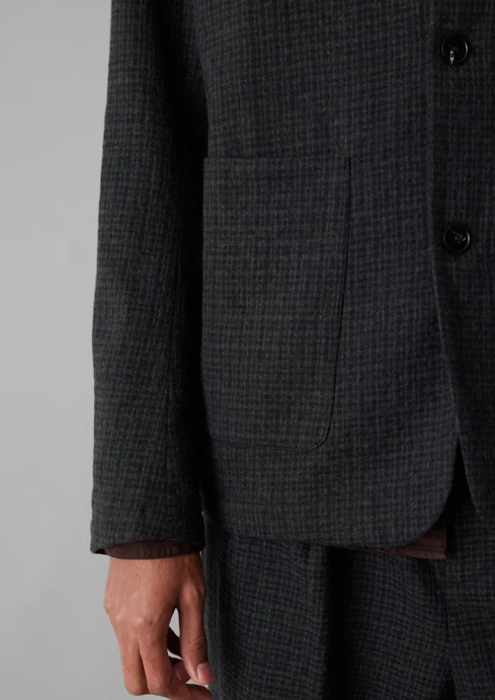 Seersucker Wool Cotton Blazer