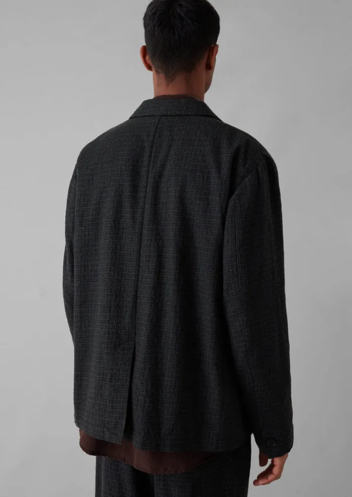 Seersucker Wool Cotton Blazer