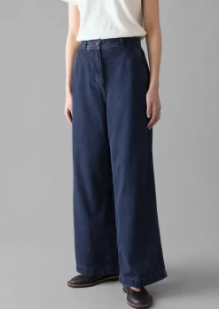 Seren Flat Front Indigo Denim Trousers