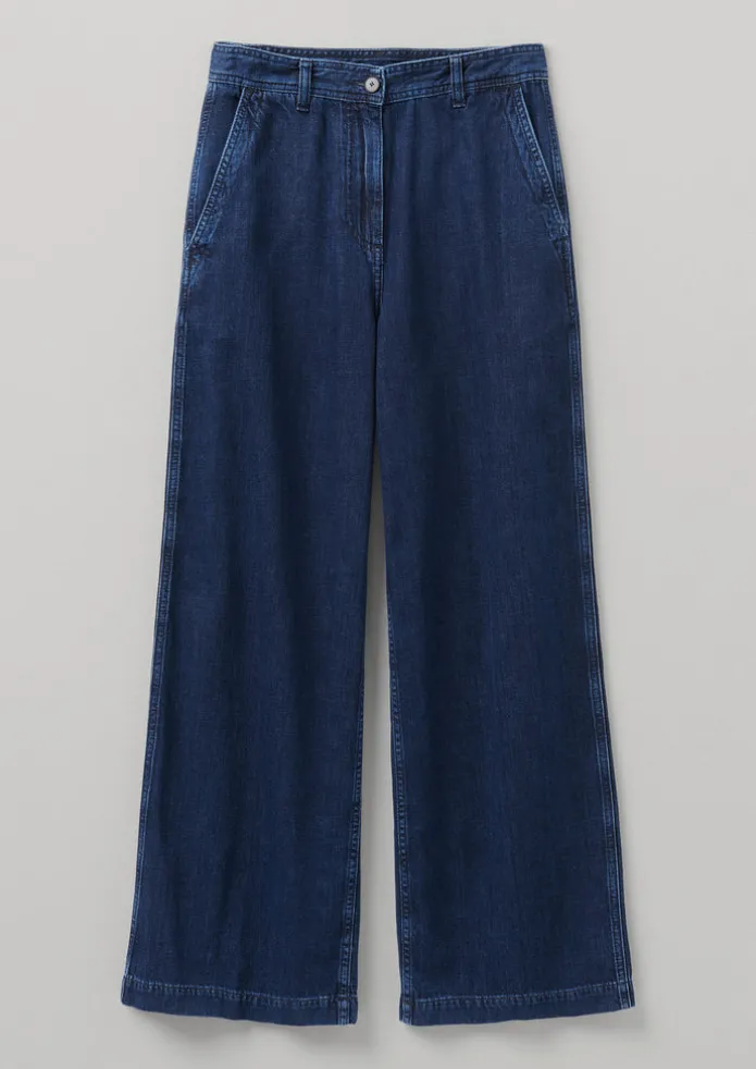 Seren Flat Front Indigo Denim Trousers