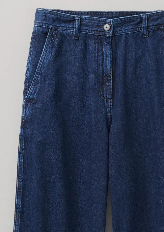 Seren Flat Front Indigo Denim Trousers