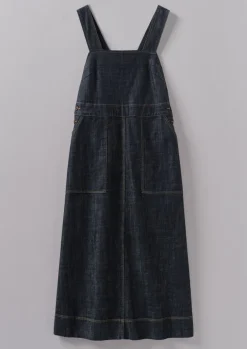 Side Button Denim Pinafore Dress