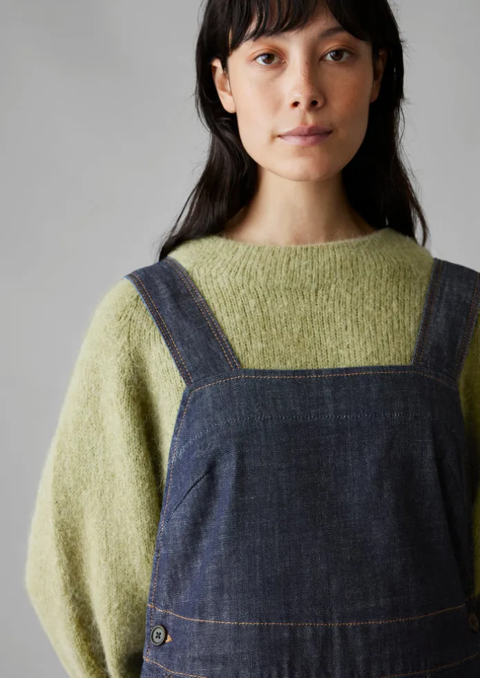 Side Button Denim Pinafore Dress
