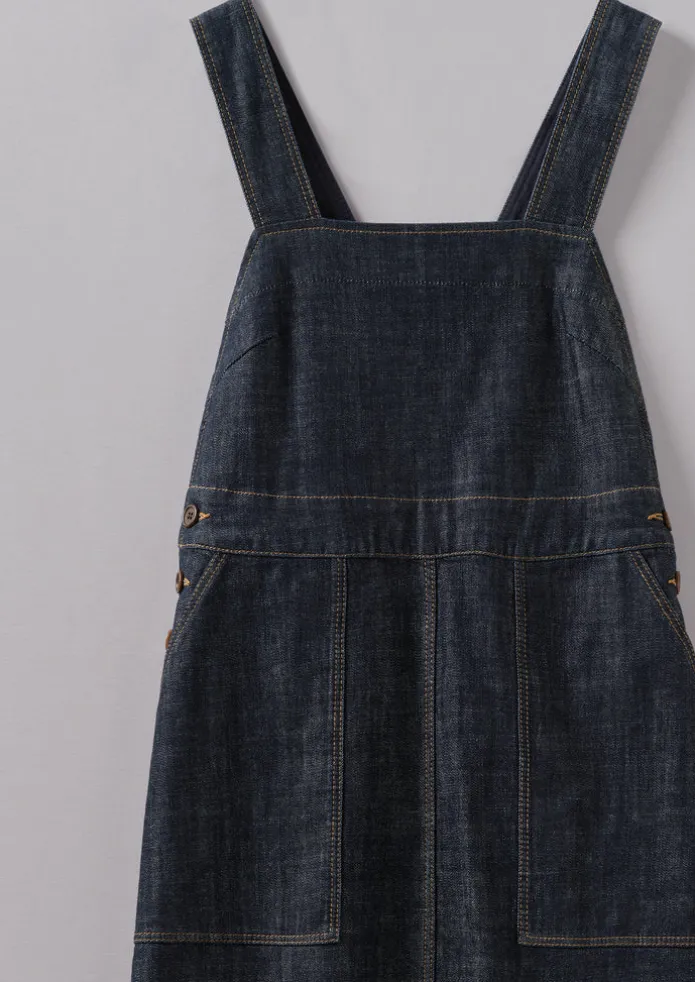Side Button Denim Pinafore Dress