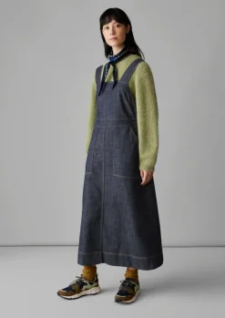 Side Button Denim Pinafore Dress