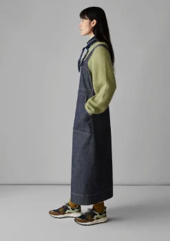 Side Button Denim Pinafore Dress