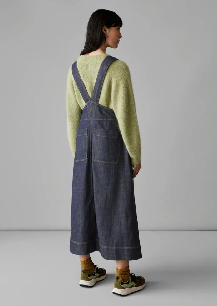 Side Button Denim Pinafore Dress