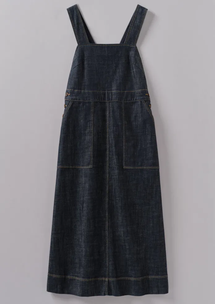 Side Button Denim Pinafore Dress