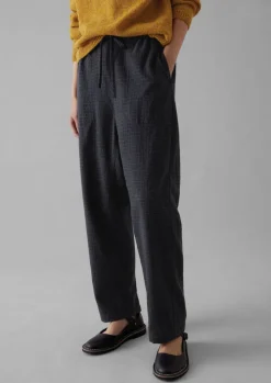Suki Wool Cotton Seersucker Check Trousers