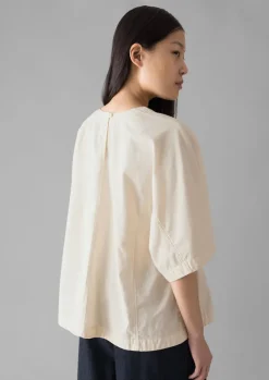 Textured Cotton Poplin V-Neck Top