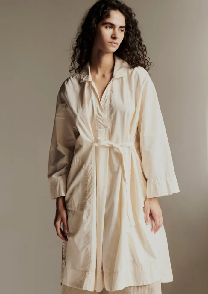 Textured Cotton Poplin Wrap Shirt