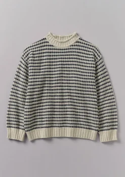 Tucking Stripe Wool Cotton Sweater