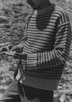 Tucking Stripe Wool Cotton Sweater